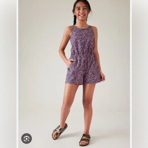 Athleta Girls Play More Blue and Pink Jumpsuit with Relaxed Fit